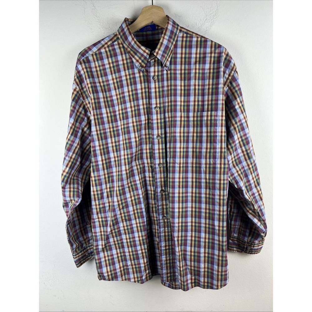 Pendleton Men's Large Multicolor Plaid Cotton Button Down Shirt Long Sleeve